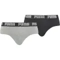 Puma Briefs (2-Pack) Men, Clothing, Middle Grey Melange/Black, 4