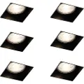 QAZQA Sett med 6 nedfellbare spotter sorte GU10 50 mm uten kant - Oneon