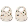 Liewood Tilda mønstret smekke 2-Pack Farm / Sandy