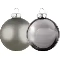 24hShop Julekuler i glass 8 cm 6-pakning - Sølv