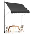 Vevor 98 x 47" terrassemarkise uttrekkbar, markise solskjerm med manuell sveiv, utendørs terrassetak, justerbar høyde fra 86 til 122 tommer, for terrasse/balkong/hage, svart