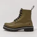 Art unisex. 1116612P6003_0G3 Dark green leather ankle boots (38), Flat, 1 to 3 cm, Laces, Casual