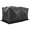 Vevor bærbart isly, 6-8 personer pop-up isfisketelt, 70 kvadratmeter fiskeområde, isly for vinterfiske, vanntett Oxford-isbit med ankere/tau/bæreveske, 142"x71" svart