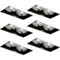 QAZQA Sett med 6 sorte nedfellbare spotlights GU10 70 mm 2-lys uten ramme - Oneon