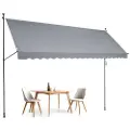 Vevor 178 x 47" uttrekkbar markise, markise med manuell sveiv, utendørs terrassetak, justerbar høyde fra 86 til 122 tommer, for terrasse/balkong/hage, mørkegrå
