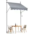 Vevor 59 x 47" uttrekkbar markise, markise med manuell sveiv, utendørs terrassetak, justerbar høyde fra 86 til 122 tommer, for terrasse/balkong/hage, mørkegrå