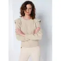 LOIS Jeans for woman. 452832392 Beige ruffled jumper (L), Casual, Acrylic, Long sleeve