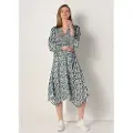 LOIS Jeans for woman. 447682362 Long satin dress with green camouflage pleats (L), Casual, Polyester, Long sleeve