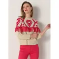 LOIS Jeans for woman. 452772364 Beige box collared jumper with fringes (S), Casual, Acrylic, Long sleeve