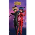 MCU Miraculous Ladybug og Catnoir Badehåndklæde - 70x140 cm