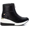 Xti for woman. 14192602-NEGRO Sportive ankle boots with black wedge -Height 6 cm (36), 5 to 8 cm, Zip, Casual, Imitation leather