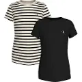 Calvin Klein Stripe Slim Kortarmet T-skjorte 2 Enheter