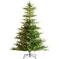 Vevor juletre, 6,5 fot forhåndsbelyst kunstig juletre, komplett juledekorasjonstre med 350 varmhvite LED-lys, 900 grentupper, metallbase for hjemmefest og kontordekorasjon