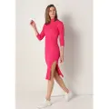 LOIS Jeans for woman. 447702367 Pink midi knit dress (M), Casual, Party, Viscose, Long sleeve