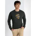 LOIS Jeans for man. 165653389 Graphica Calavera Chenille sweatshirt with green box collar (XL), Casual, Cotton, Long sleeve