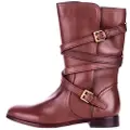 Ralph Lauren for woman. 802945680003 Brown Briannah Leather Boots (37), Flat, 1 to 3 cm, Buckle, Casual