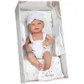 Munecas Arias Eleganse Zoe Med Stellebord Og Bib Kroppsvinyl Sex Barn Babydukke 42 Cm