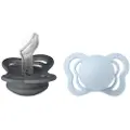 BIBS smokk Couture 2-pakning silikon 0-6m Iron/Baby Blue