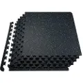 Vevor 0,56 tommer tykke gymmatter, 25 fliser gummitopp med EVA-skum, 25" x 25" treningsmatter til gymgulv med 100 kvadratfot dekning, sammenlåsende puslespillmatter for treningsstudio, hjem, garasje,