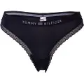 Tommy Hilfiger for woman. UW0UW04184 Tanga with logo and navy tonal lace (XL), Homewear, Sustainable, Recycled nylon