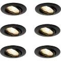 QAZQA Sett med 6 sorte nedfellbare spotlights GU10 35 mm - Edu
