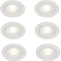 QAZQA Sett med 6 hvite runde innfelte spotlights GU10 50 mm IP44 - Xena