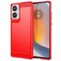 Mtp Products Motorola Moto G85/S50 Neo Børstet TPU Deksel - Karbonfiber - Rød