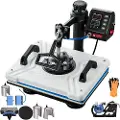 Vevor Heat Press 12X15 Inch 10 In 1 Heat Press 1000W Heat Press Machine med 360° rotasjon Swing Away White Heat Press T-skjorte sublimeringsmaskin Dual-tube varme for DIY penner Caps Krus og skjorter