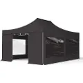 TOOLPORT 4x6 m aluminium, pop up partytelt, 4 sidepaneler, svart