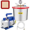 Vevor 2 gallon/7,6 l vakuumkammer silikon epoksy avgassing 4 CFM 113 l/min 1/3 hk vakuumpumpe