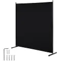 Vevor romdeler, romdeler med ett panel, 1,8 m skjerm for innendørs bruk, romdeler for romseparasjon, frittstående romdelerpanel for kontor, soverom, svart