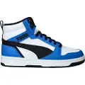 Puma Rebound V6 Mid Sneakers Youth, Shoes, White/Black/Racing Blue, 39