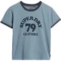 Superdry Beach Graphic Fitted Ringer Kortarmet T-skjorte