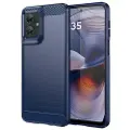 Mtp Products Motorola Moto G55 Børstet TPU Deksel - Karbonfiber - Blå
