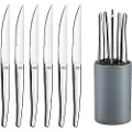 Amefa JET - 6-pc steak knives in grey block - mirror