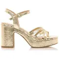 Mtng for woman. 59609 Britt gold dress sandals -Heel height 7cm (39), 5 to 8 cm, Buckle, Casual