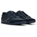 Hugo Boss for man. 50498265 Saturn navy leather trainers (41), Flat, Laces, Casual