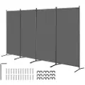 Vevor romdeler, 4 paneler romdeler, sammenleggbar skjerm og bærbar skillevegg for romseparasjon, frittstående romskillevegger for kontor, soverom, arbeidsrom, grå
