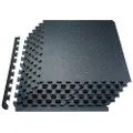 Vevor 0,56 tommer tykke gymmatter, 6 fliser gummitopp med EVA-skum, 25" x 25" treningsmatter til gymgulv med 25 kvadratfot dekning, sammenlåsende puslespillmatter for treningsstudio, hjem, garasje, sv