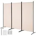 Vevor romdeler, 3 paneler romdeler, sammenleggbar skjerm og bærbar skillevegg for romseparasjon, frittstående romskillevegger for kontor, soverom, arbeidsrom, beige