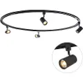 QAZQA Moderne skinnesystem med 4 sorte spotlights 1-fase rund - Iconic Jeana