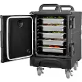 Vevor Isolert Matpannebærer, 81 Qt Varmeboks for Catering, Matboksbærer med Doble Spenner, Frontmatet Matvarmer med Håndtak, Stabelbar Endemater med Hjul for Restaurant, Kantine