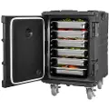 Vevor Isolert matpanneholder, 95 qt varmeboks for catering, matboksholder med spenne, frontmatet matvarmer med håndtak, endemater med hjul for restaurant, kantine