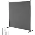 Vevor romdeler, romdeler med ett panel, 1,8 m skjerm for innendørs bruk, romdeler for romdeling, frittstående romdeler for kontor, soverom, grå