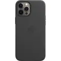 Apple - Baksidedeksel for mobiltelefon - med MagSafe - lær - svart - for iPhone 12 Pro Max