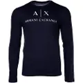 Armani Exchange for man. 8NZTCHZ8H4Z1510 Plain navy T-shirt (XL), Casual, Cotton, Long sleeve