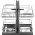 Vevor Min 15" B Åpning Blind Hjørne Uttrekkbar Organisator, 2 Etasjers Kjøkkenskap Organisator 4 Hyller, Krom Karbonstål Oppbevaringskurv, Uttrekkbar Oppbevaringsorganisator, Venstre- og Høyreåpning K