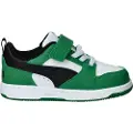 Puma Rebound V6 Lo Kids'Sneakers, Shoes, White/Black/Archive Green, 33