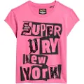 Superdry for woman. W1011571A Punk ornaments T-shirt pink (S), Casual, Cotton, Short sleeve
