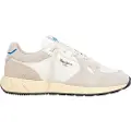 Pepe Jeans for man. PMS60036 Marlon Divided leather trainers white, grey (43), Flat, Suede, Laces, Casual